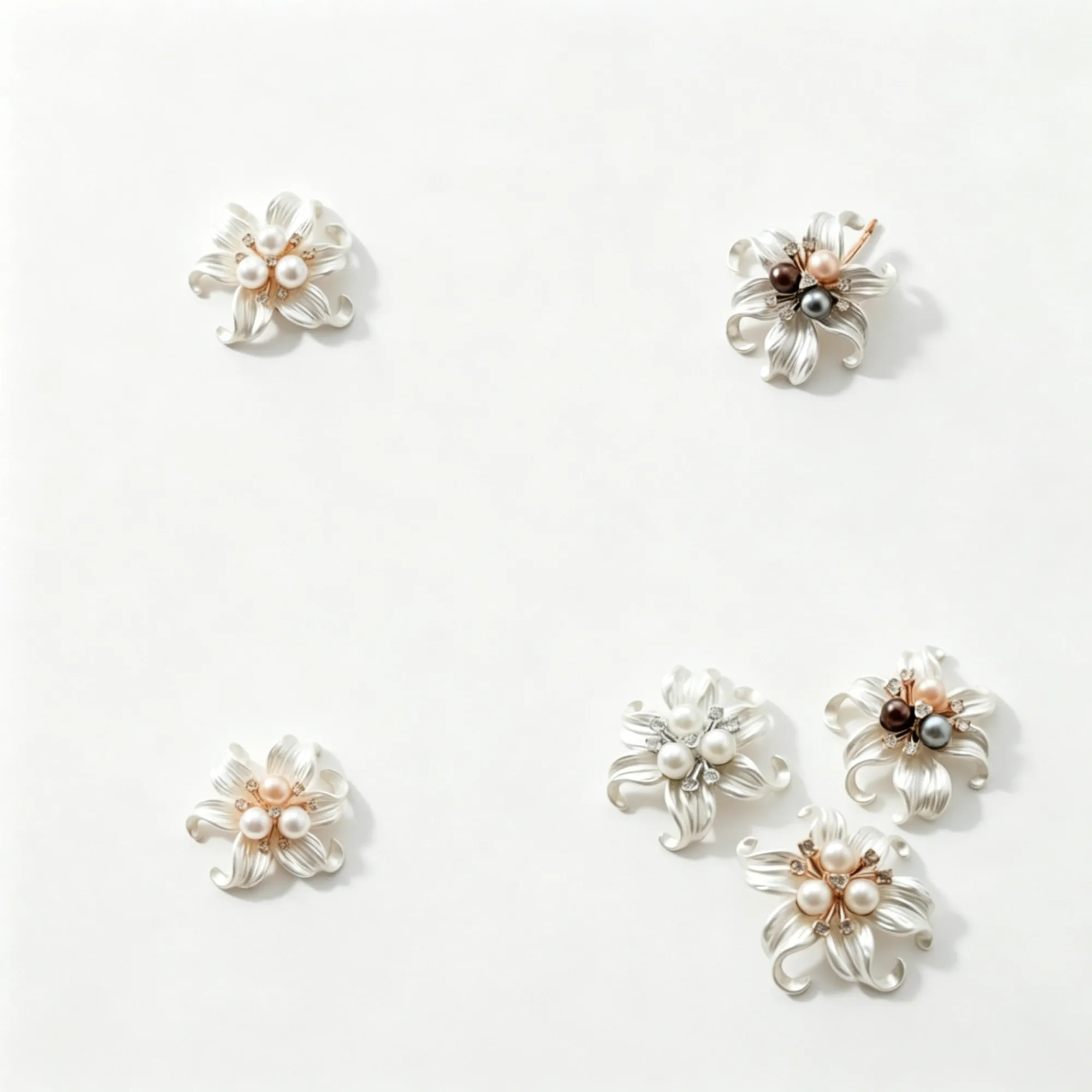 Elegant Pearl Flower Shirt Clips & Brooches – Decorative Button Covers with Rhinestones for Women's Blouses, Coats & Dresses