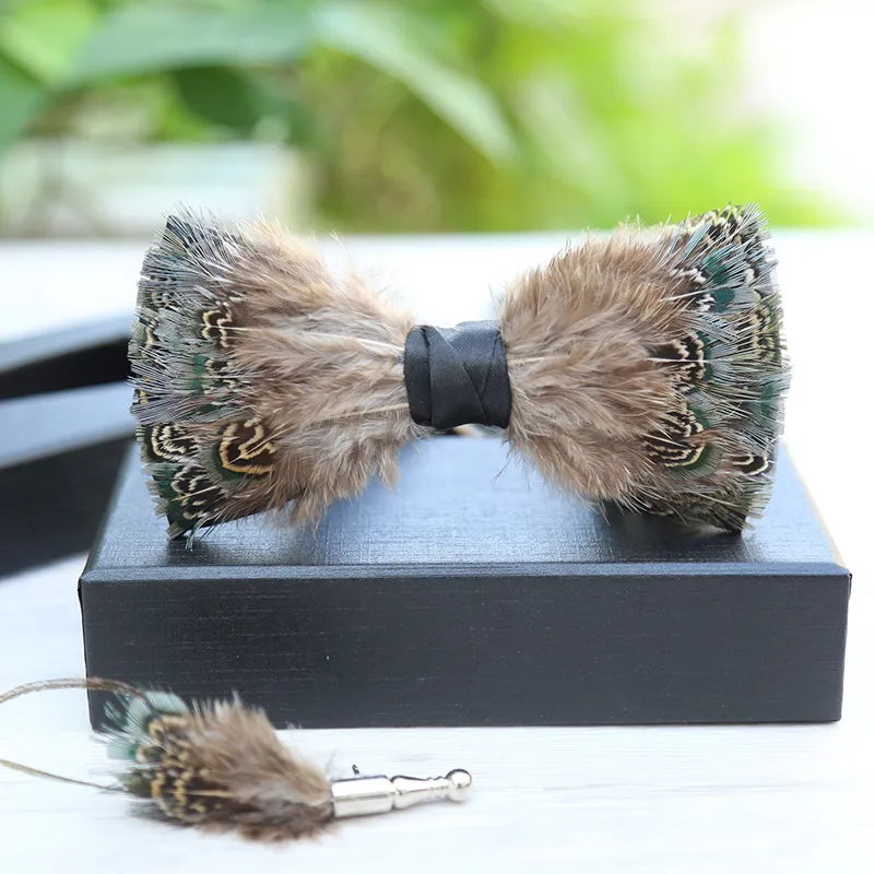 Electric Feather Bow Tie & Lapel Pin Set - Unique Fort Worth Gift for Men