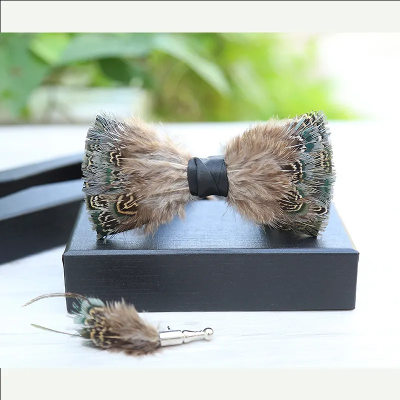 Electric Feather Bow Tie & Lapel Pin Set - Unique Fort Worth Gift for Men
