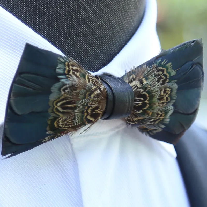 Electric Feather Bow Tie & Lapel Pin Set - Unique Fort Worth Gift for Men