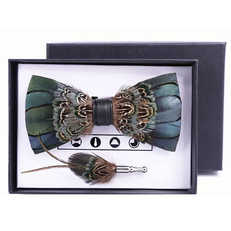 Electric Feather Bow Tie & Lapel Pin Set - Unique Fort Worth Gift for Men