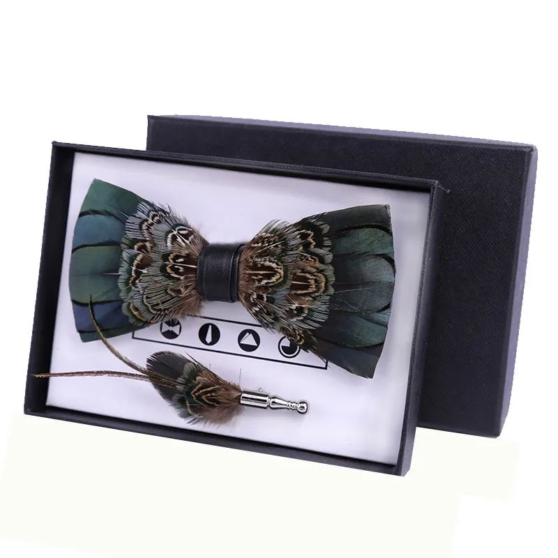 Electric Feather Bow Tie & Lapel Pin Set - Unique Fort Worth Gift for Men