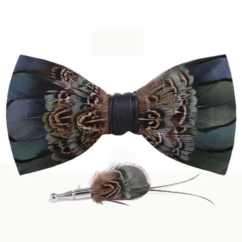 Electric Feather Bow Tie & Lapel Pin Set - Unique Fort Worth Gift for Men