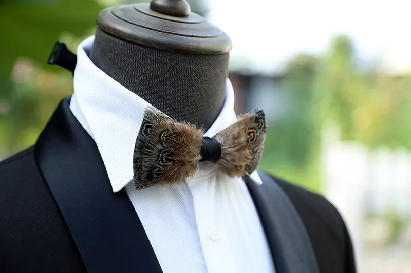 Electric Feather Bow Tie & Lapel Pin Set - Unique Fort Worth Gift for Men