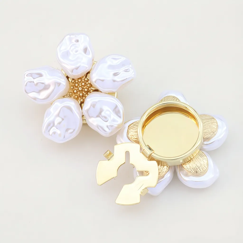 Decorative Removable Pearl Flower Button Clip/Luxury button cover for women shirt