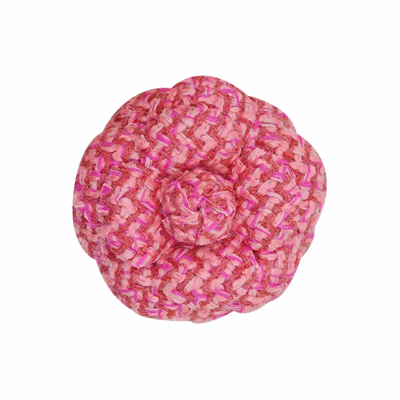 Stylish Tweed Floral Accessory Handwoven Camellia Brooch for Coats & Dresses