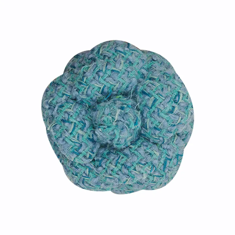 Stylish Tweed Floral Accessory Handwoven Camellia Brooch for Coats & Dresses