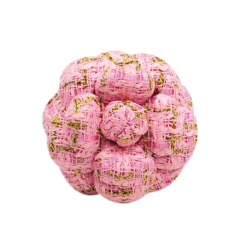 Exquisite Woven Tweed Flower Brooch - Metallic Gold Thread Camellia Pin Accessory