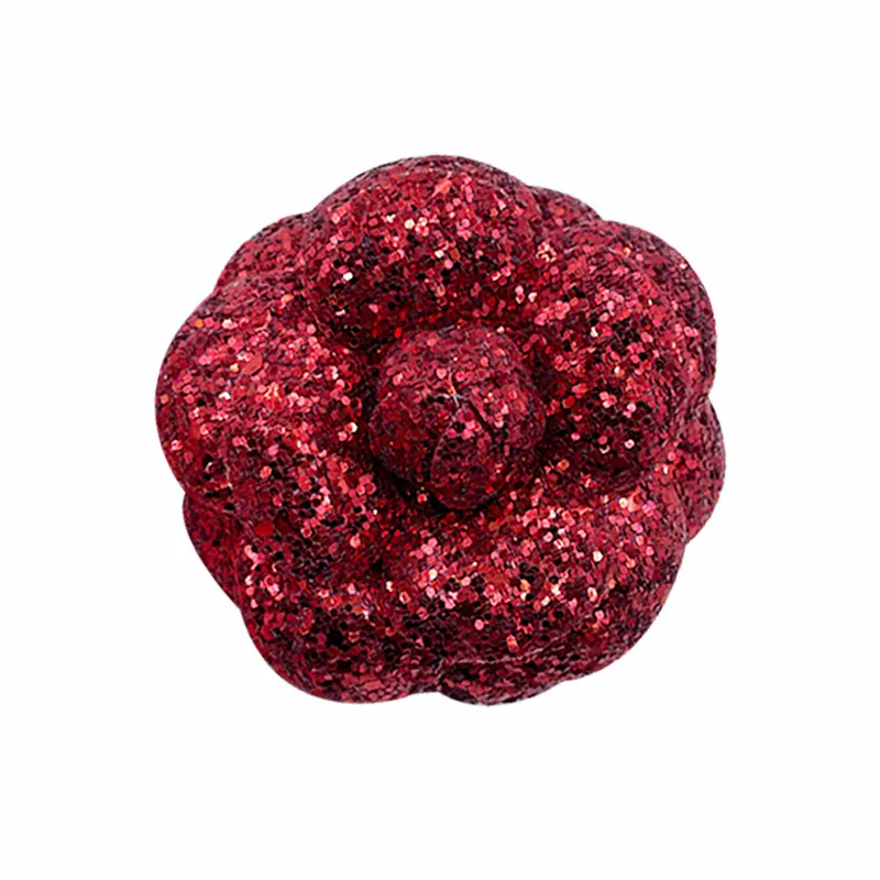 A88 Elegant Sparkling Shiny Pink Glitter Camellia Brooch Accessory for Dresses