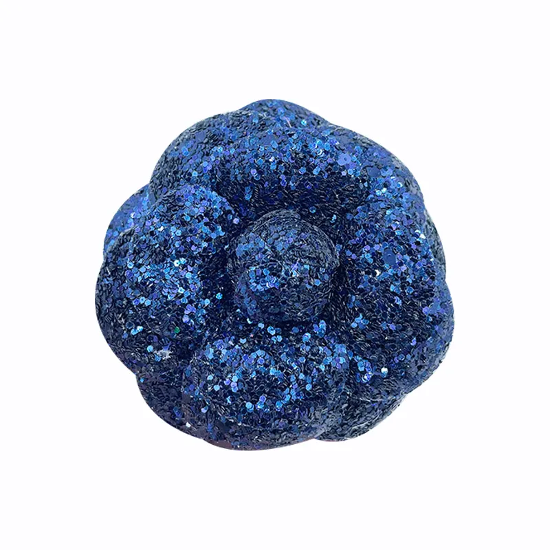 A88 Elegant Sparkling Shiny Pink Glitter Camellia Brooch Accessory for Dresses
