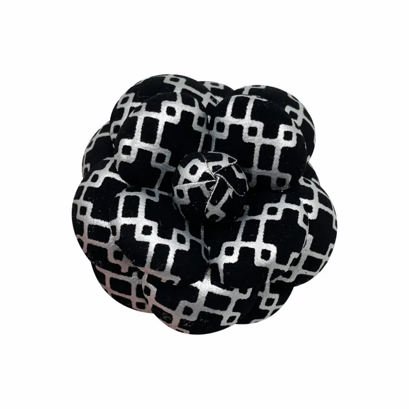 Handmade Elegant Black Leather Camellia Flower Brooch Pin for Women Suits