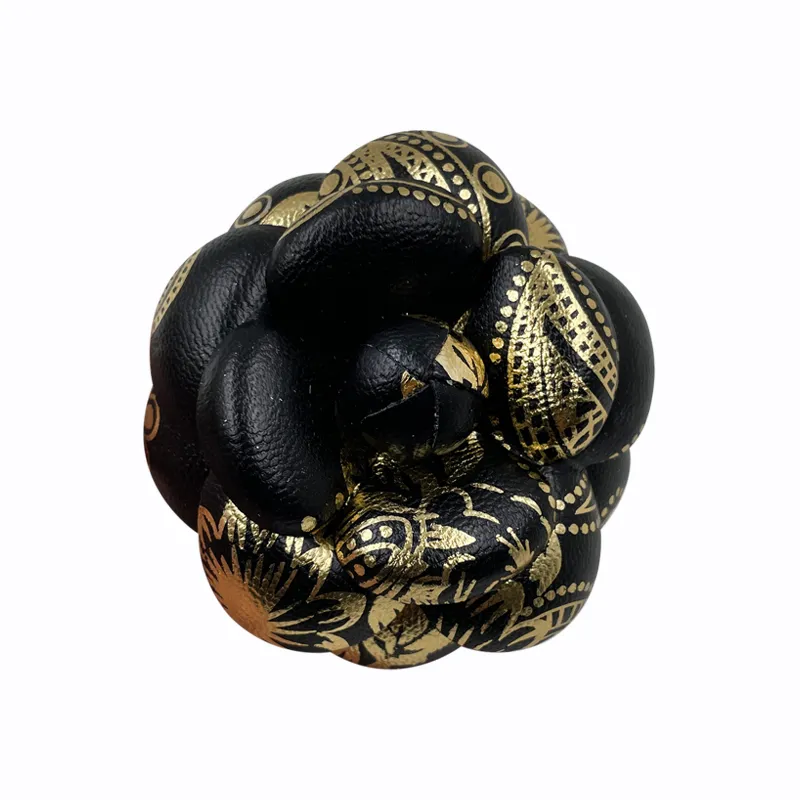 Handmade Elegant Black Leather Camellia Flower Brooch Pin for Women Suits