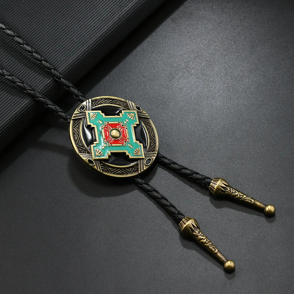 Unisex Punk Style Retro Bullhead Zinc Alloy Bolo Tie Leather Bolo Tie Necklace