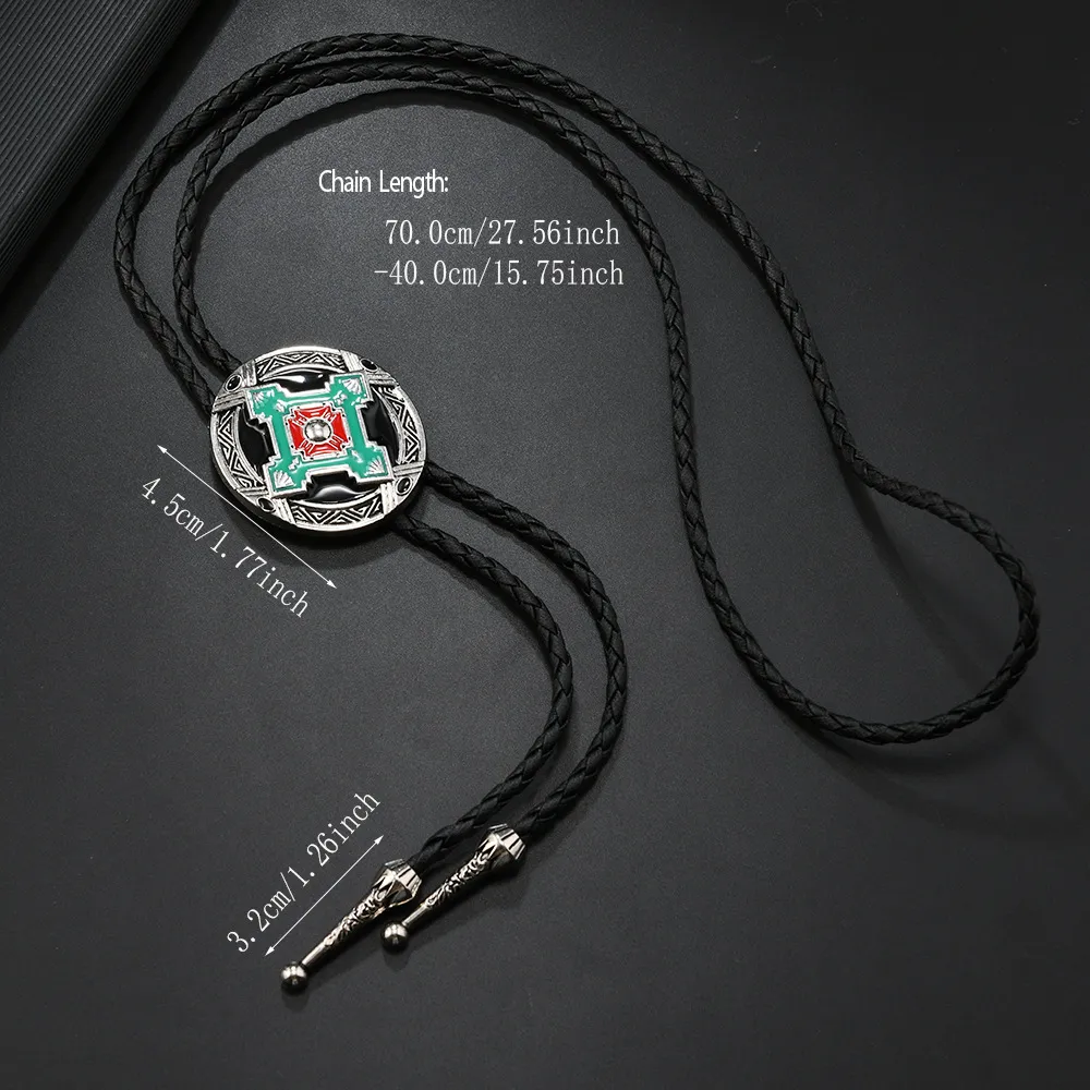 Unisex Punk Style Retro Bullhead Zinc Alloy Bolo Tie Leather Bolo Tie Necklace