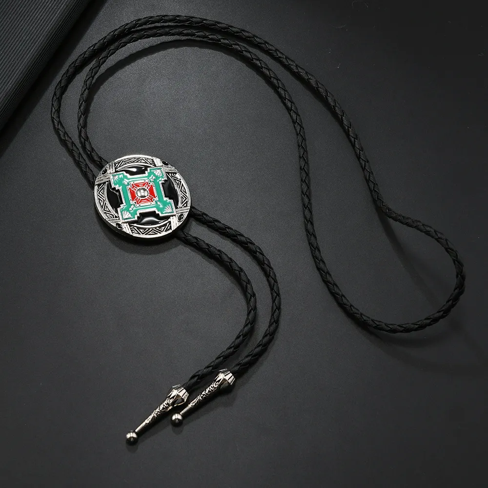 Unisex Punk Style Retro Bullhead Zinc Alloy Bolo Tie Leather Bolo Tie Necklace