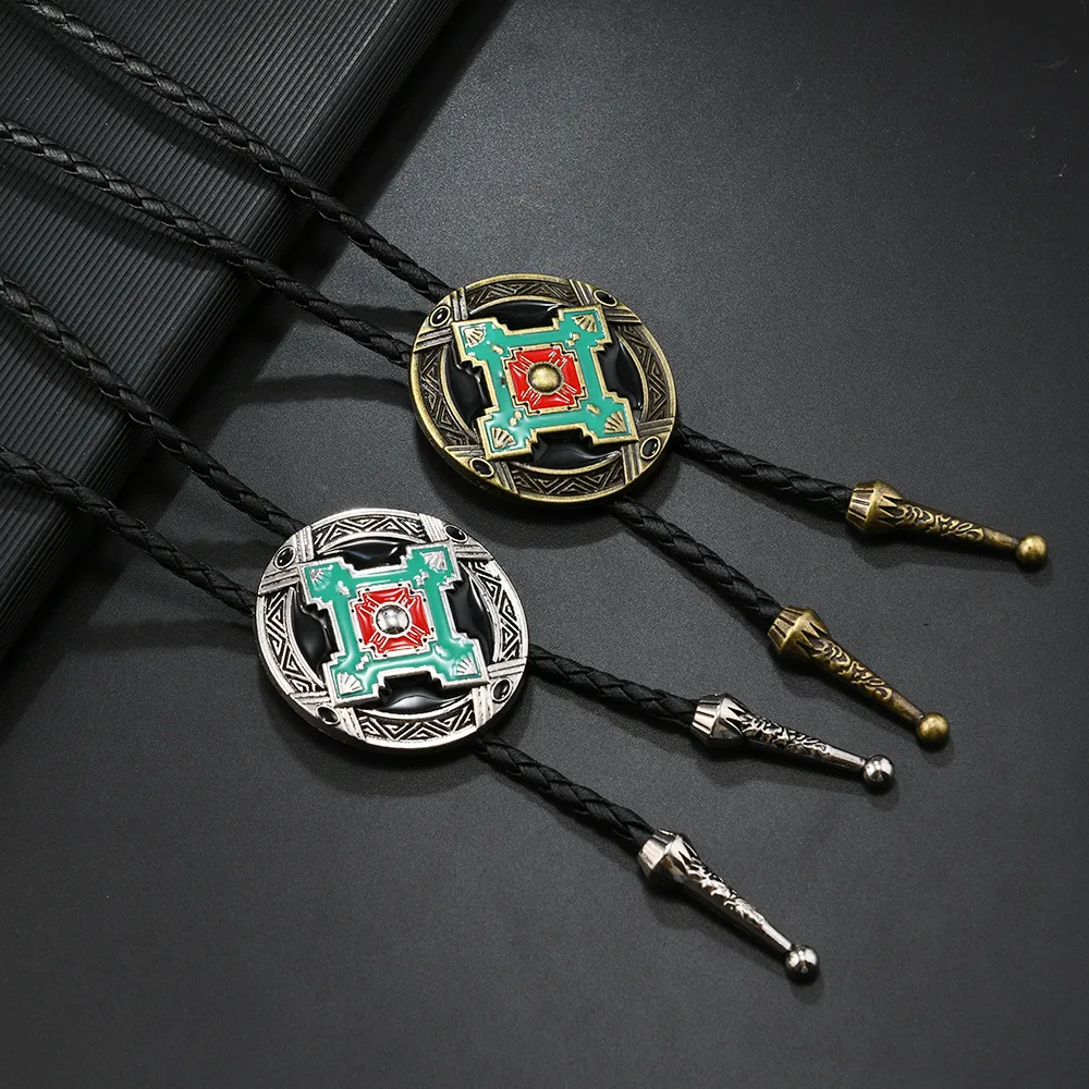 Unisex Punk Style Retro Bullhead Zinc Alloy Bolo Tie Leather Bolo Tie Necklace