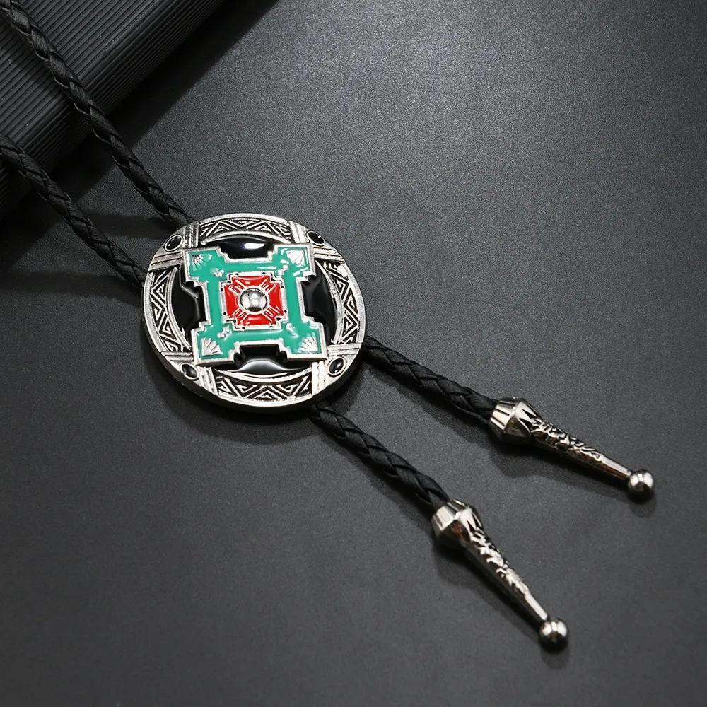 Unisex Punk Style Retro Bullhead Zinc Alloy Bolo Tie Leather Bolo Tie Necklace