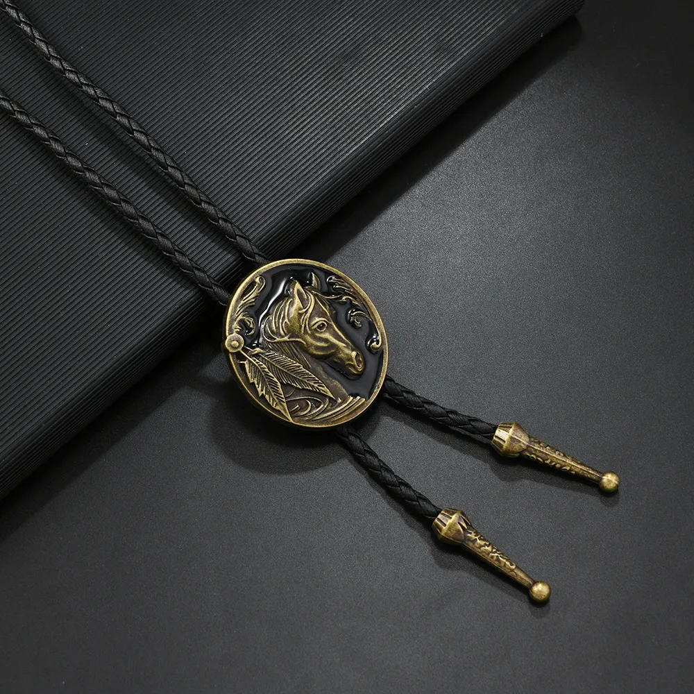 Fashion Genuine and Cowhide Rope More Colors Horse Animal bolo tie for men
