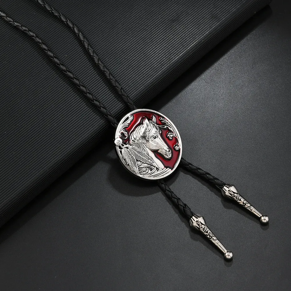 Fashion Genuine and Cowhide Rope More Colors Horse Animal bolo tie for men