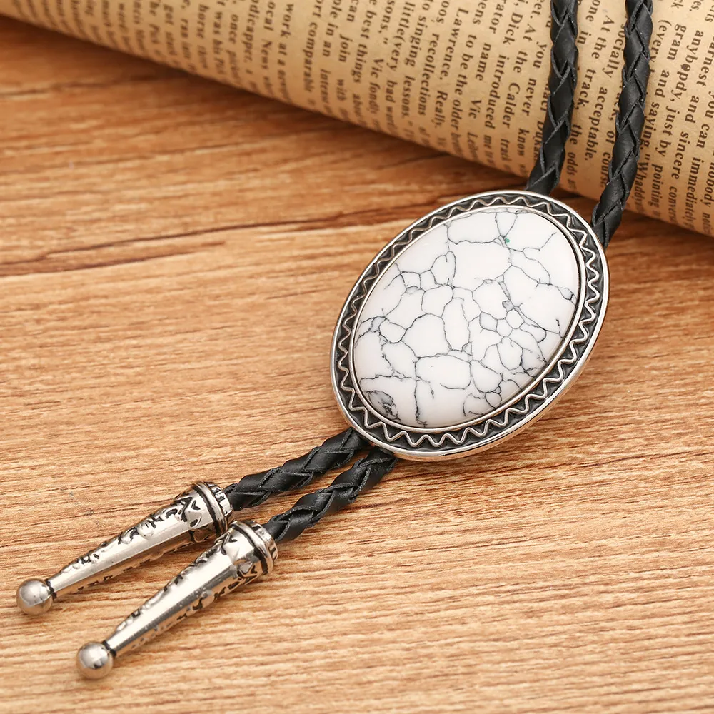 Hot Sale Cowboy Round Stone Men Women Bolo Tie Necklace For Suits