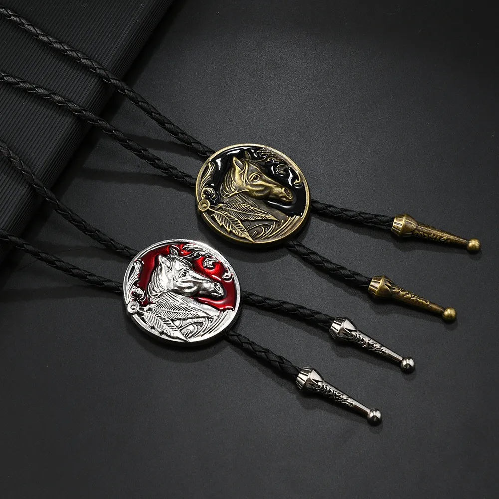 Fashion Genuine and Cowhide Rope More Colors Horse Animal bolo tie for men