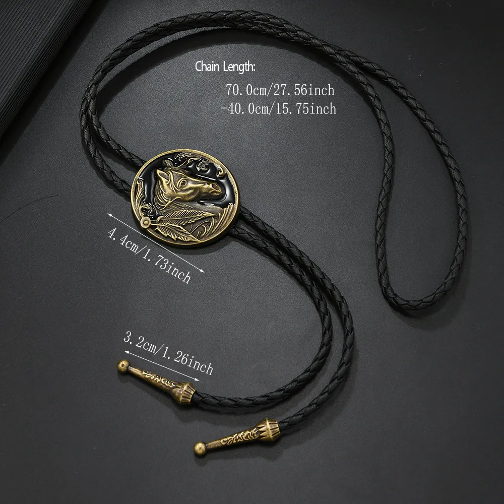 Fashion Genuine and Cowhide Rope More Colors Horse Animal bolo tie for men