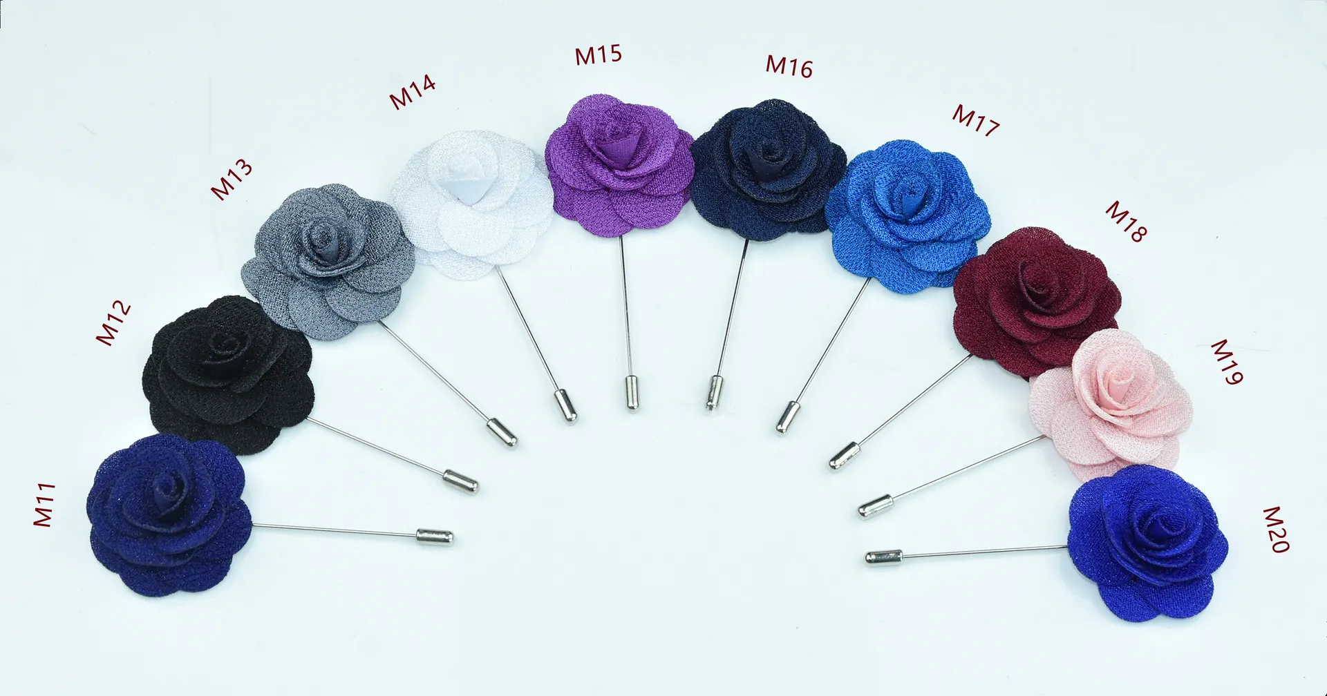 Handmade Korean Fabric Camellia Lapel Pin Insert Boutonniere Brooch for Men Women Suit Lapel Flower