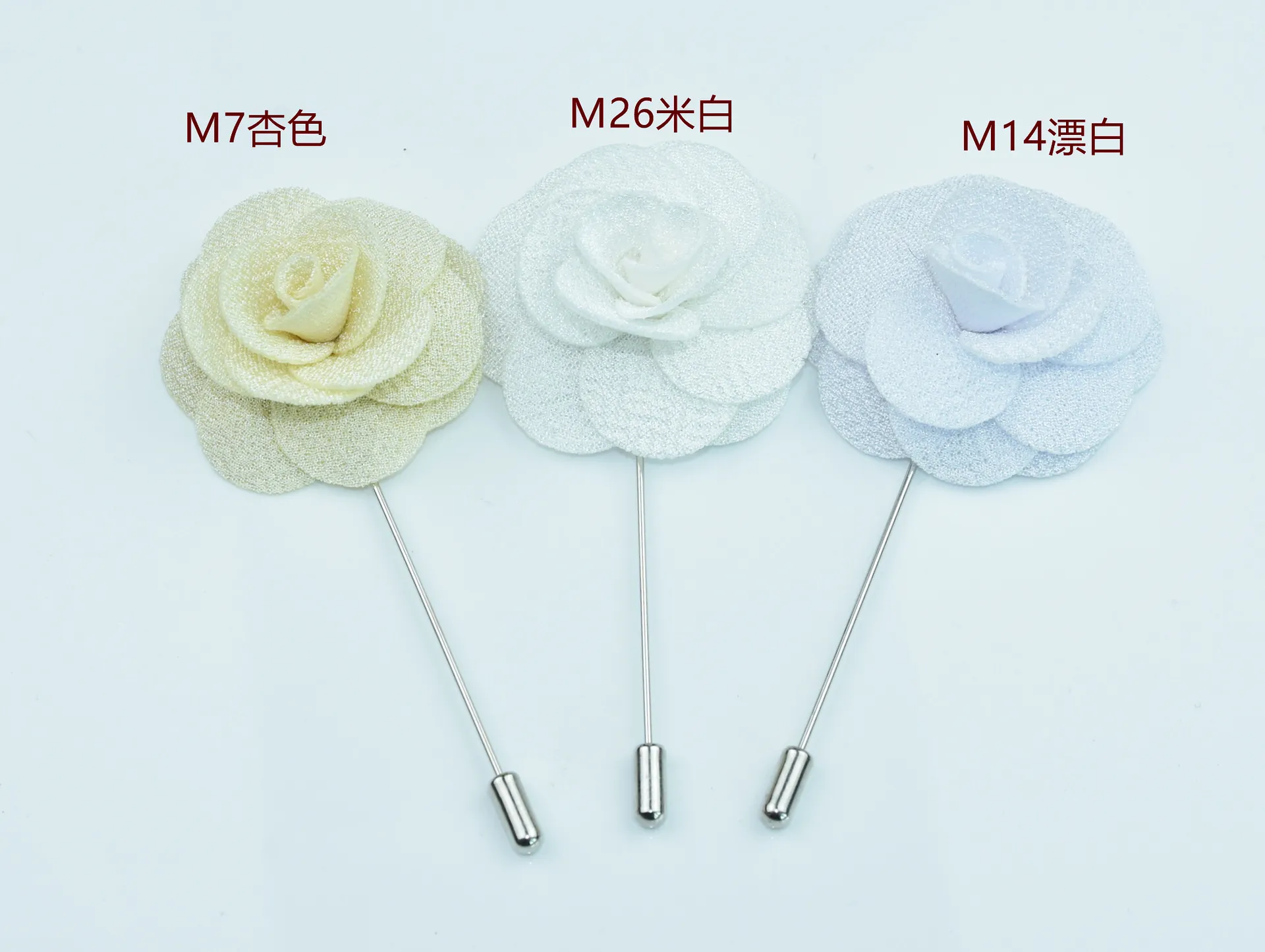 Handmade Korean Fabric Camellia Lapel Pin Insert Boutonniere Brooch for Men Women Suit Lapel Flower