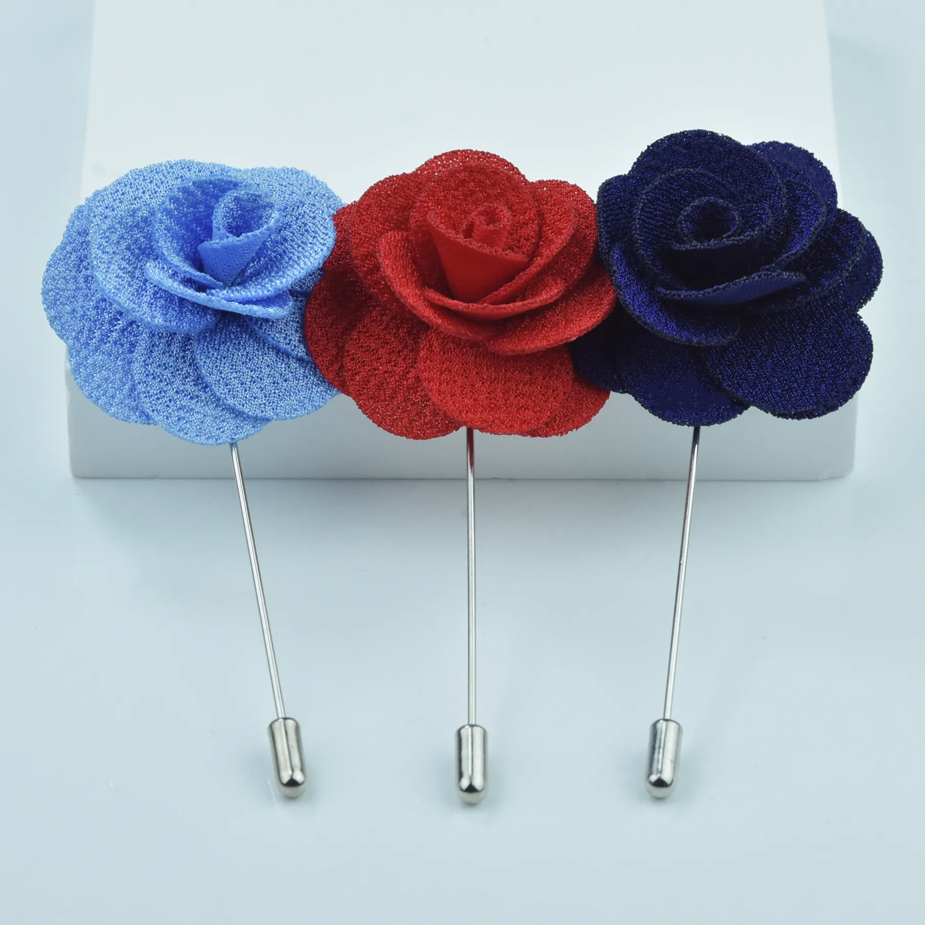 Handmade Korean Fabric Camellia Lapel Pin Insert Boutonniere Brooch for Men Women Suit Lapel Flower