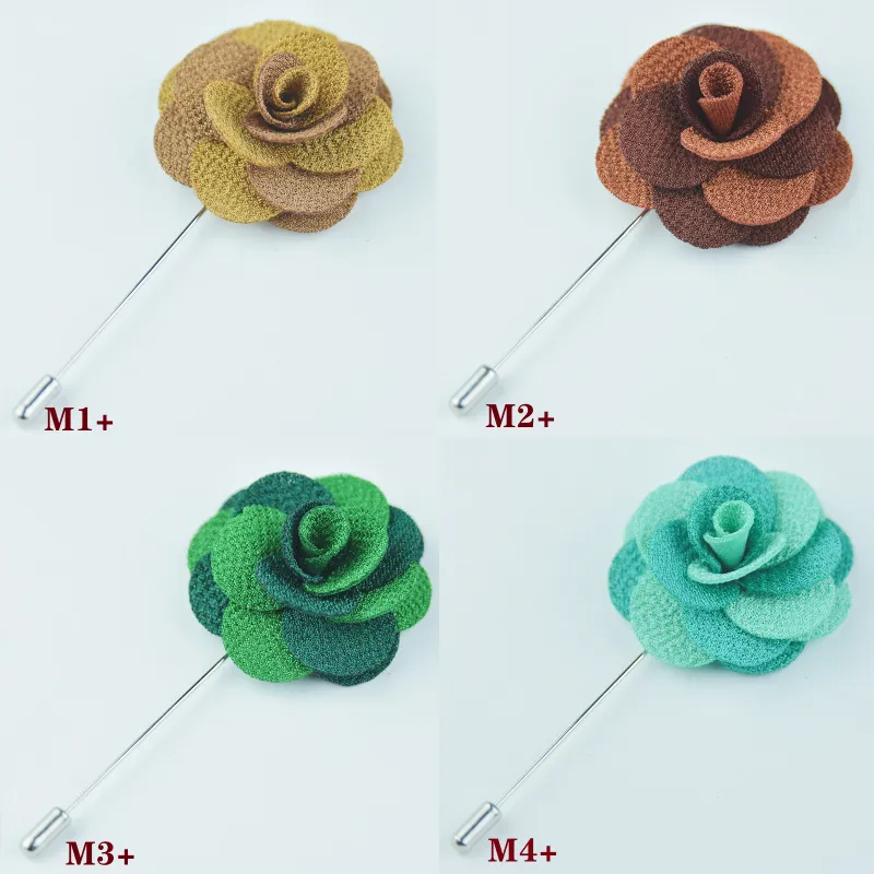 Handmade Korean Fabric Camellia Lapel Pin Insert Boutonniere Brooch for Men Women Suit Lapel Flower