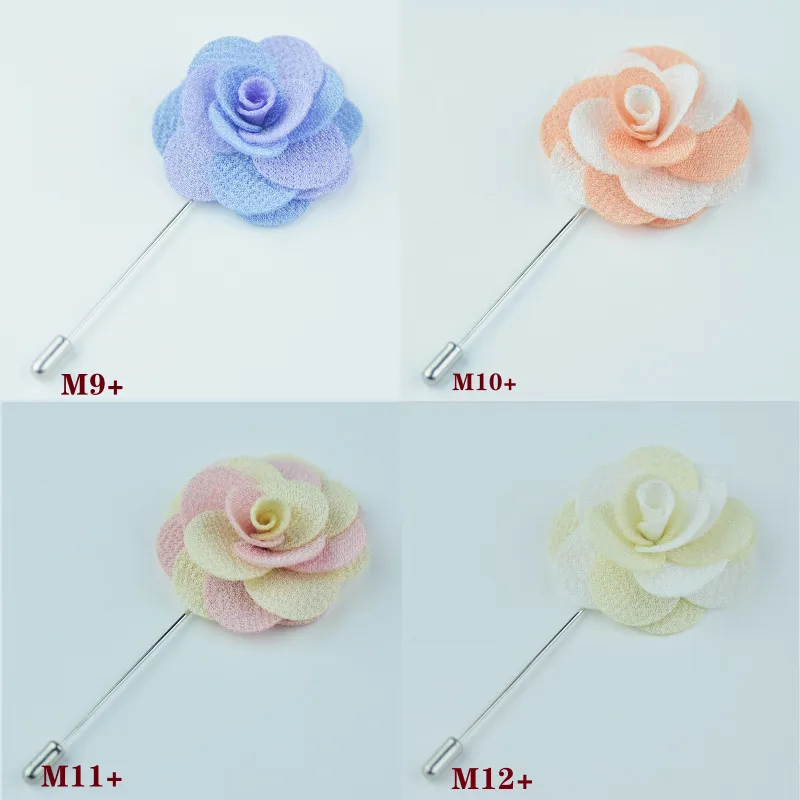 Handmade Korean Fabric Camellia Lapel Pin Insert Boutonniere Brooch for Men Women Suit Lapel Flower