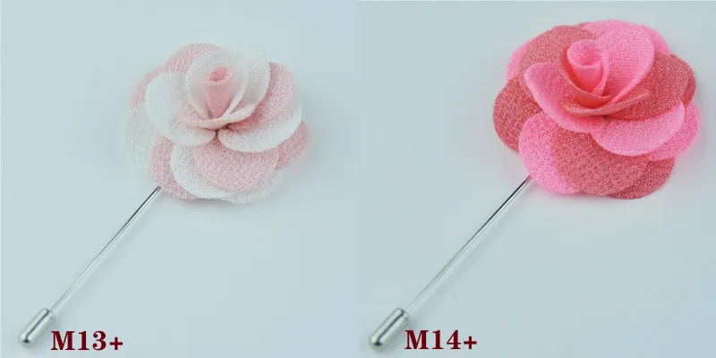 Handmade Korean Fabric Camellia Lapel Pin Insert Boutonniere Brooch for Men Women Suit Lapel Flower