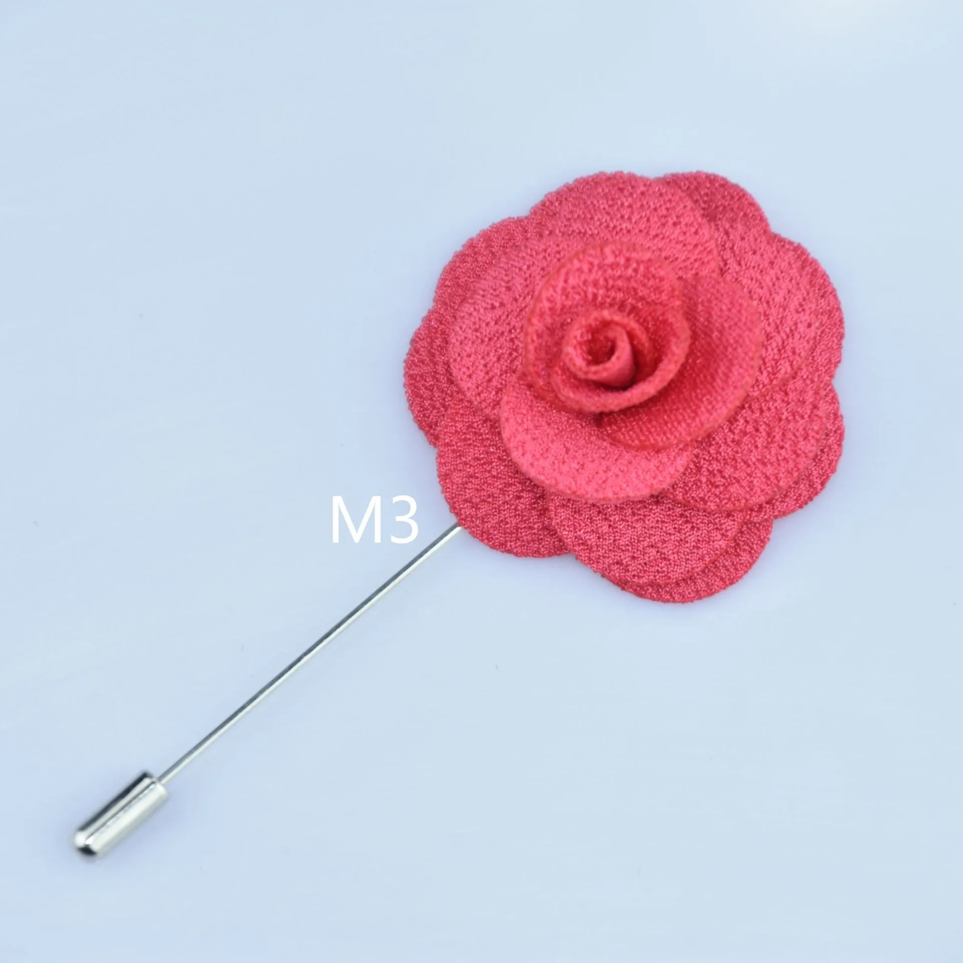Handmade Korean Fabric Camellia Lapel Pin Insert Boutonniere Brooch for Men Women Suit Lapel Flower