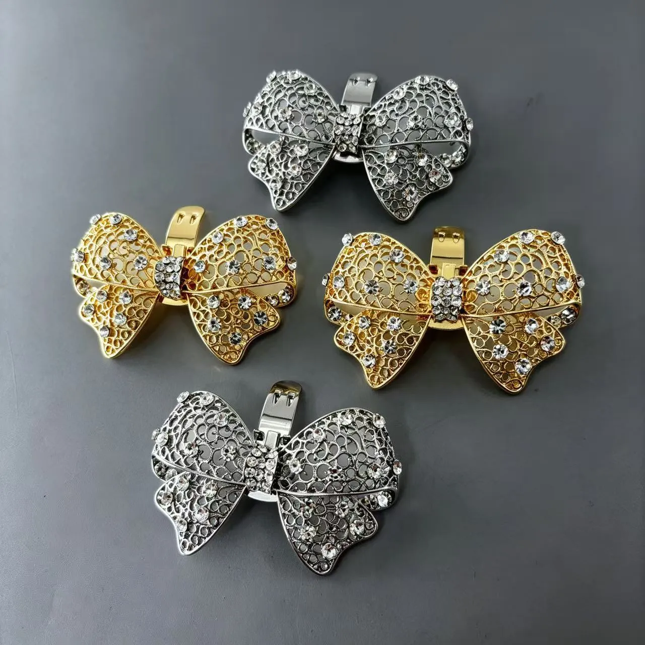 Crystal Bow Shoe Clips Removable Bling Shoe Ornaments for Women Prom Party Evening Shoes Decoration