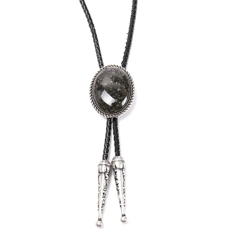 Handmade Turquoise Bolo Tie with Leather Cord, Cowboy Western Style