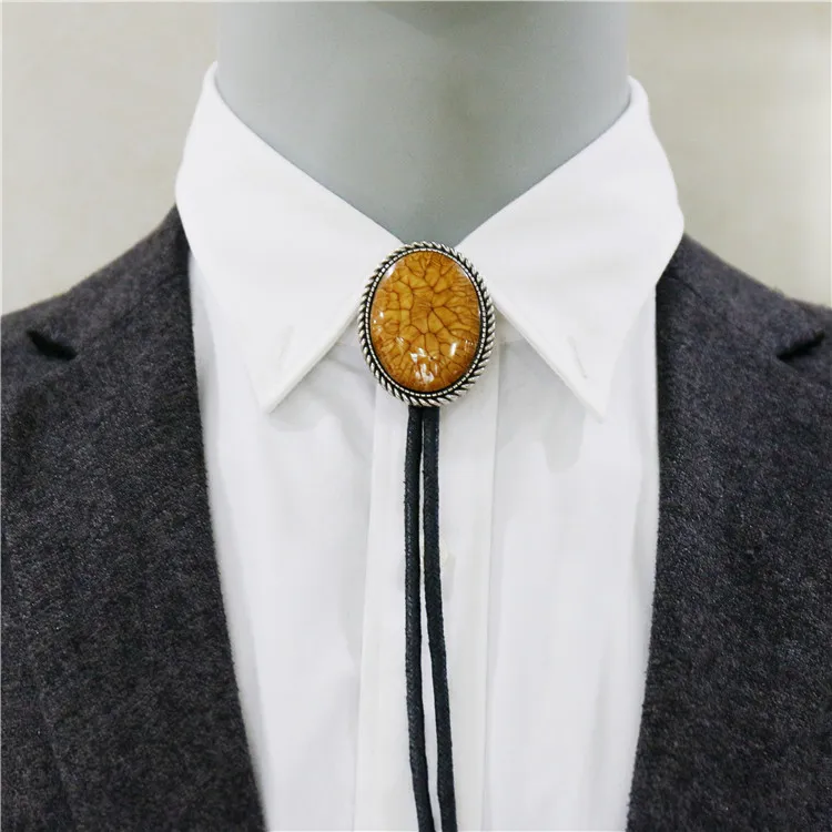 Handmade Turquoise Bolo Tie with Leather Cord, Cowboy Western Style