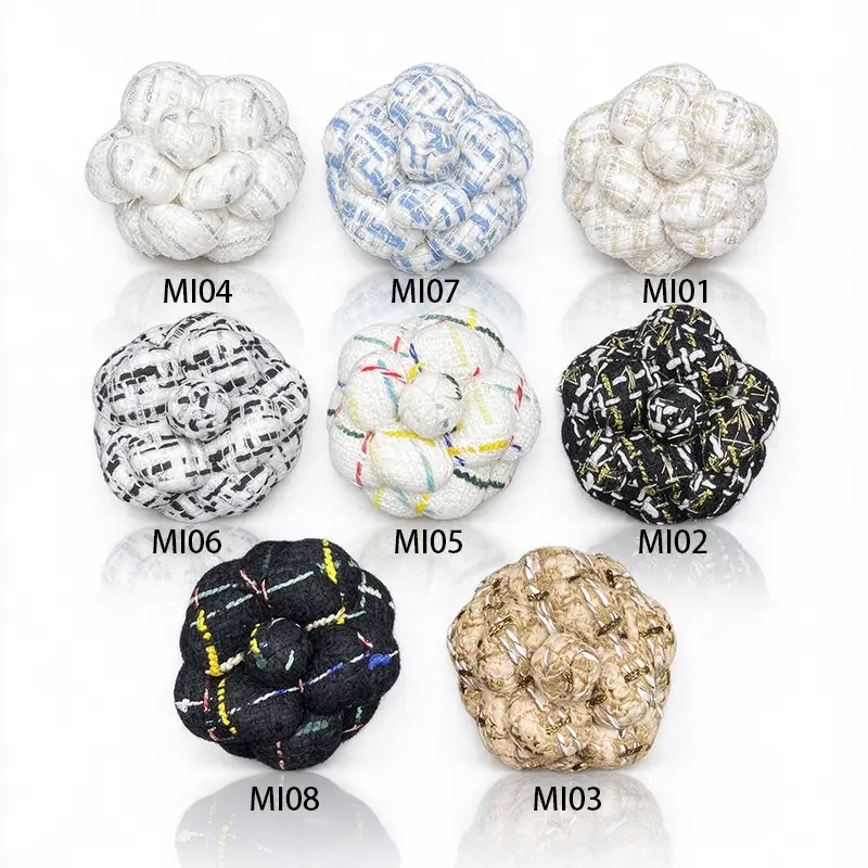 Wholesale Exquisite Tweed Camellia Brooches are Handmade by Our Skilled Craftsmen