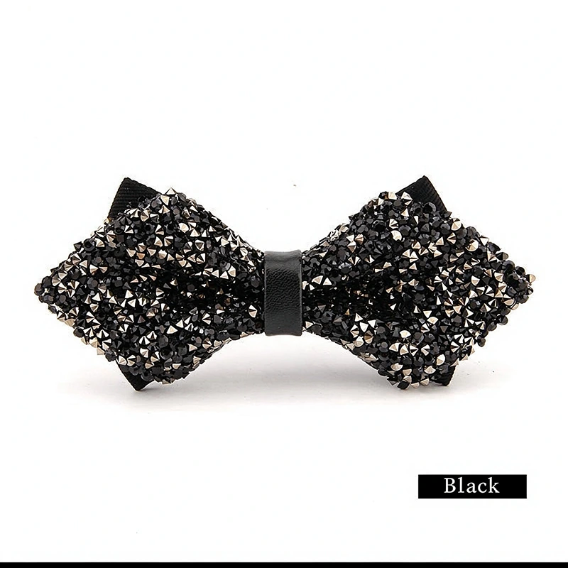 Men Luxury Sparkling Crystal Diamond Tip Bowtie, Rhinestone Wedding Party Bow Tie Wholesale