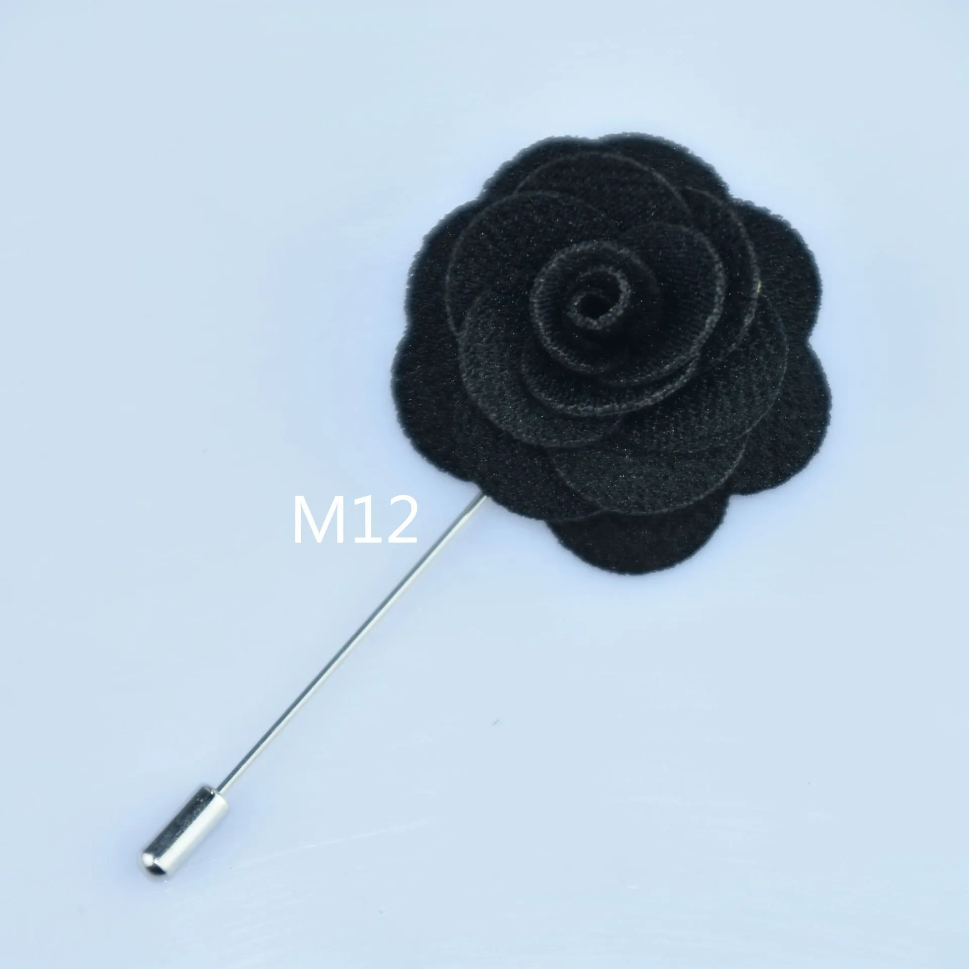 Handmade Korean Fabric Camellia Lapel Pin Insert Boutonniere Brooch for Men Women Suit Lapel Flower