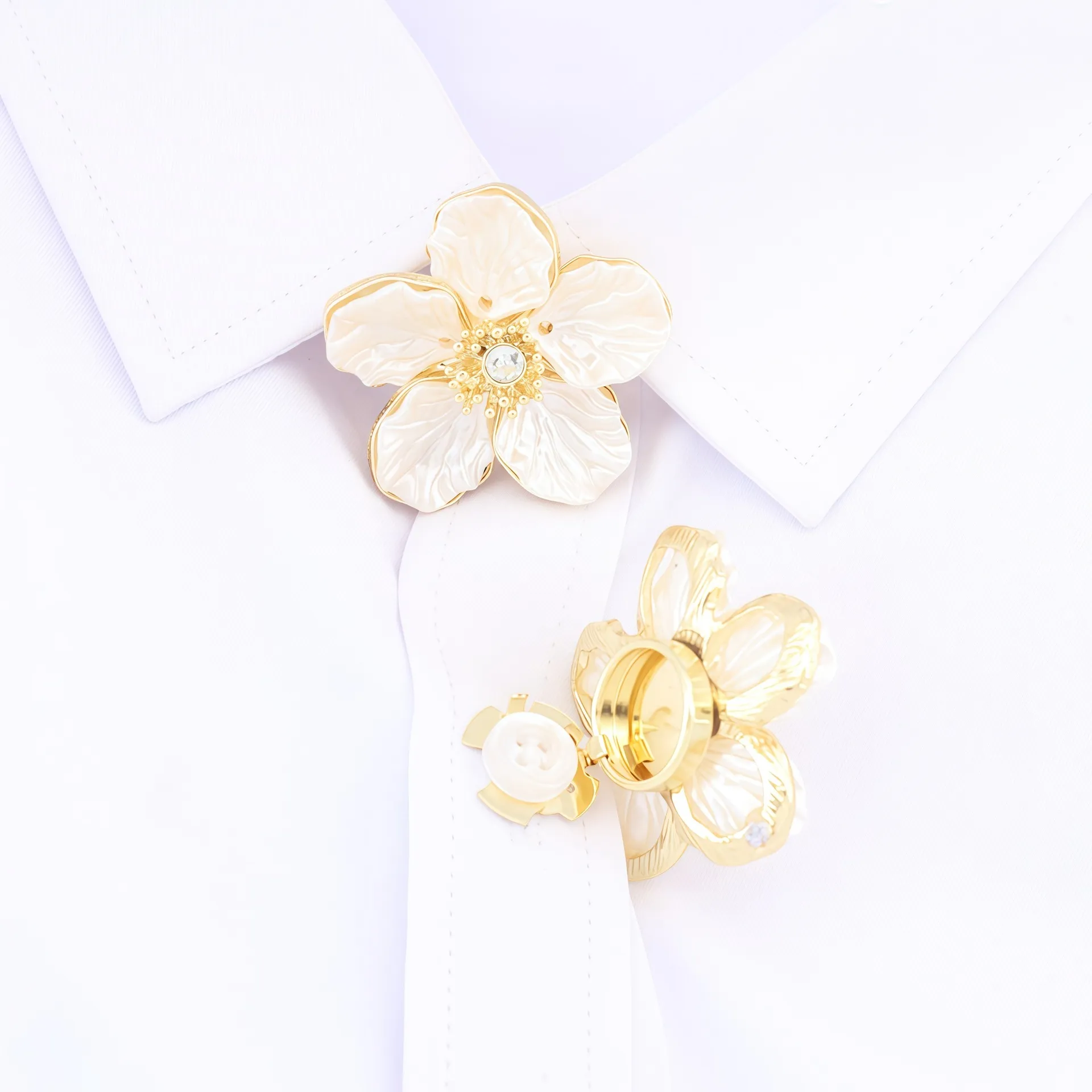 Flower Crystal Button Covers Reusable No Sew Snap On Shirt Button Accessories Daily Casual Wear