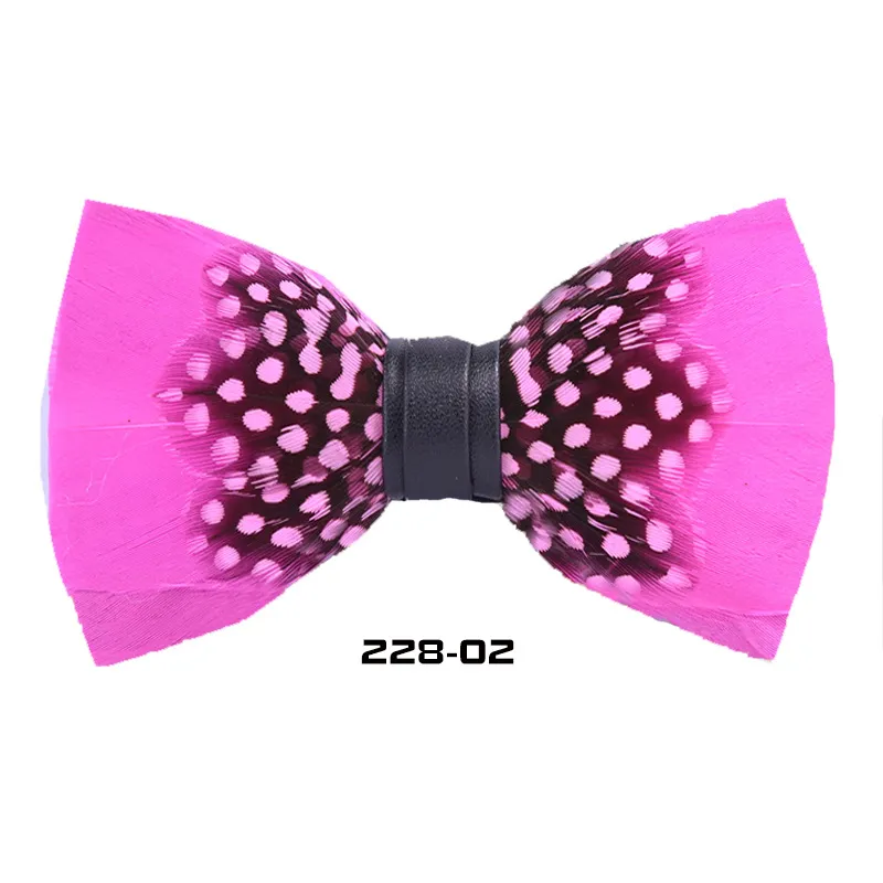 Natural Feather Bow Tie Matching Brooch Pin Set Men Formal Accessory