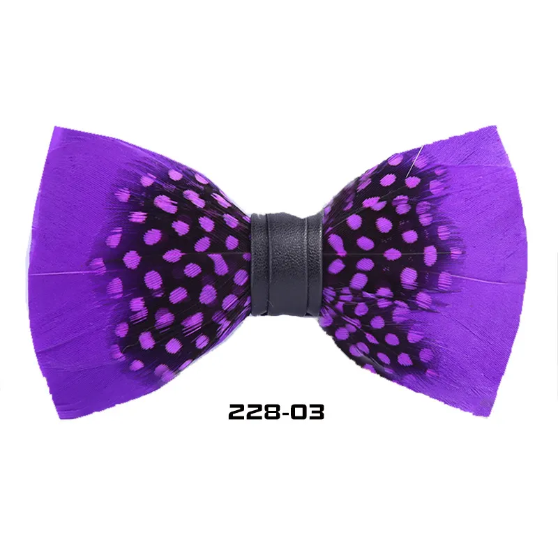 Natural Feather Bow Tie Matching Brooch Pin Set Men Formal Accessory