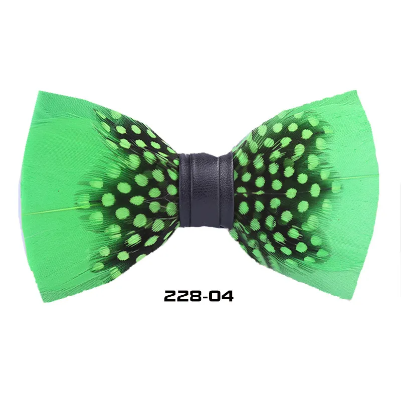 Natural Feather Bow Tie Matching Brooch Pin Set Men Formal Accessory