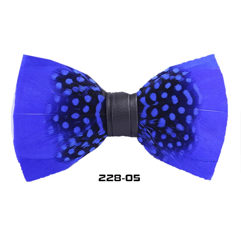Natural Feather Bow Tie Matching Brooch Pin Set Men Formal Accessory
