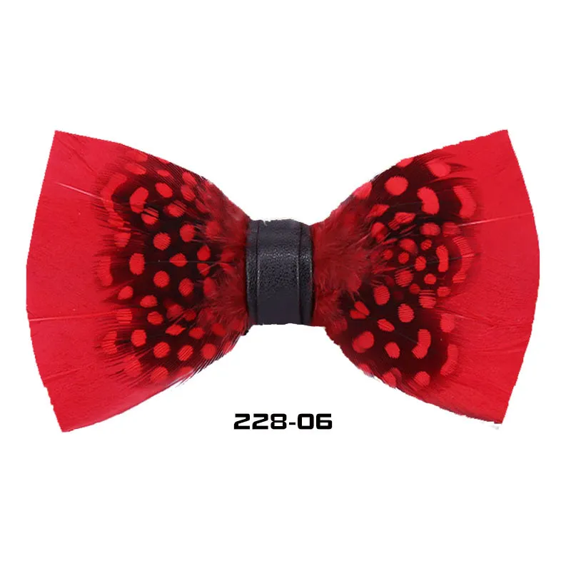 Natural Feather Bow Tie Matching Brooch Pin Set Men Formal Accessory