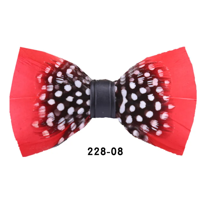 Natural Feather Bow Tie Matching Brooch Pin Set Men Formal Accessory