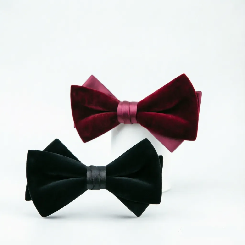 Handcrafted Elegant Wedding & Formal Wear Soft Velvet Bow Tie for Men