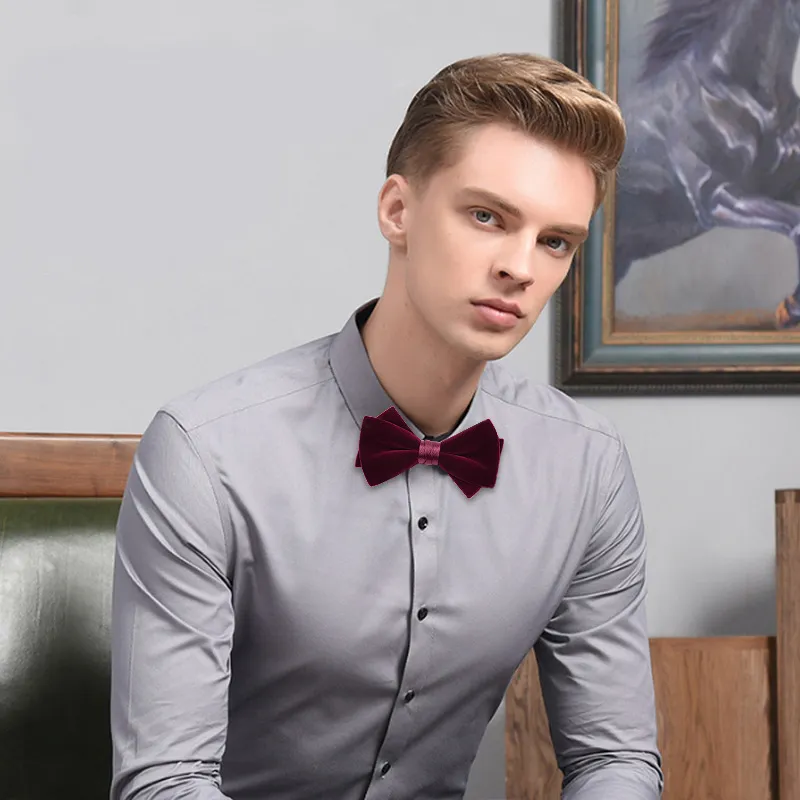 Handcrafted Elegant Wedding & Formal Wear Soft Velvet Bow Tie for Men