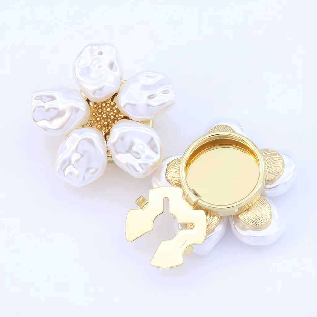 Decorative Removable Pearl Flower Button Clip/Luxury button cover for women shirt