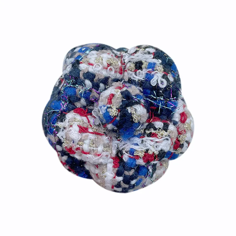 A280 Multicolor Bouclé Flower Pin with Metallic Accents Tweed Camellia Brooch